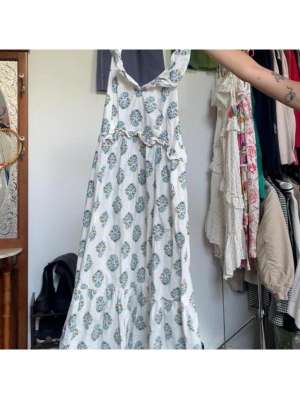 j.crew white/blue floral dress with pockets size 10